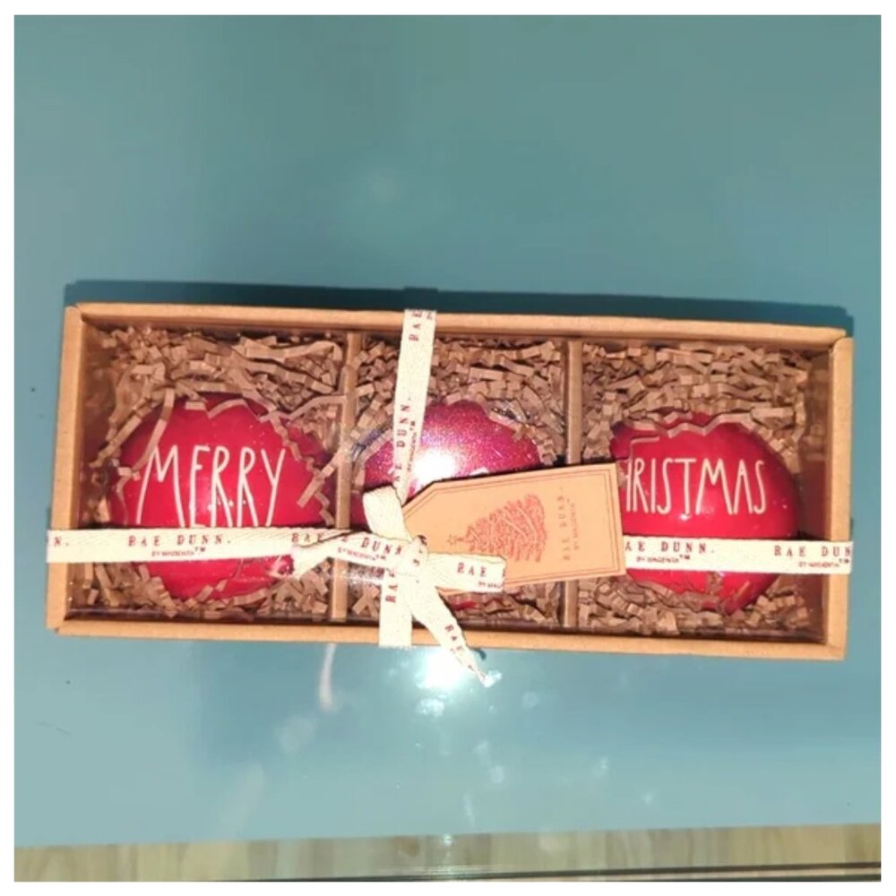 Rae Dunn by Magenta 2022 Merry Christmas Ornaments - Set of 3 (New)